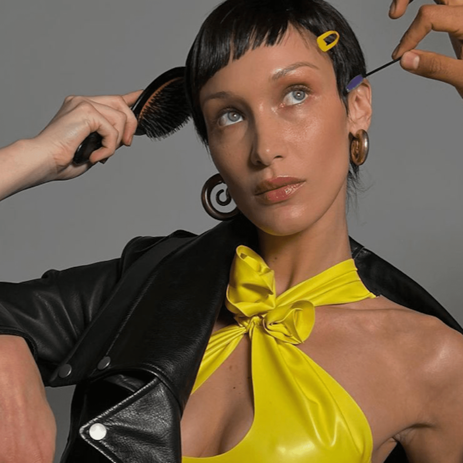 Bella Hadid with a faux pixie cut