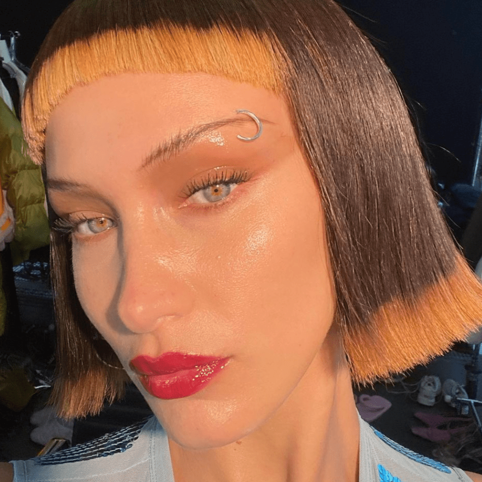 Bella Hadid in a dip-dyed bob