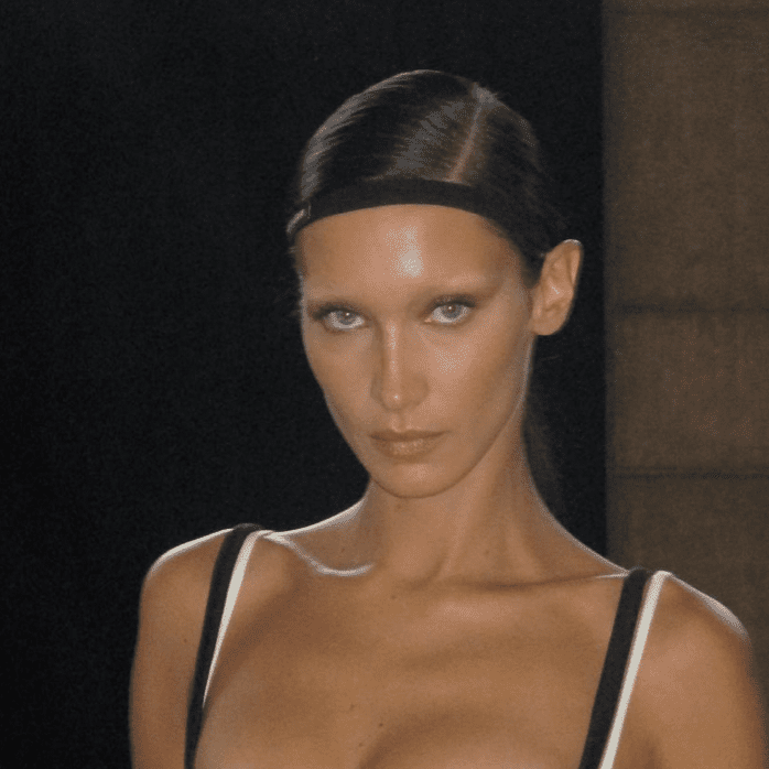 Bella Hadid With Slicked Side Parted Low ponytail