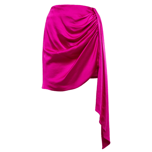 Simkhai Mae Asymmetric Draped Mini Skirt in hot pink