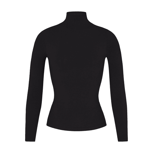 Skims Cotton Jersey Long Sleeve Turtleneck in black