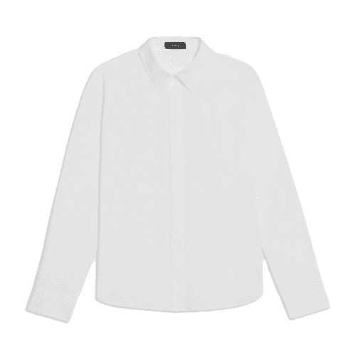 Theory Fitted Shirt in Good Cotton in white with collar and button-down style