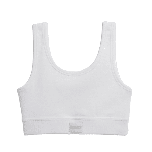 TomboyX Organic Cotton Rib Essentials Soft Bra in white