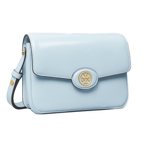 Tory Burch Robinson Spazzolato Convertible Shoulder Bag in pale lapis blue