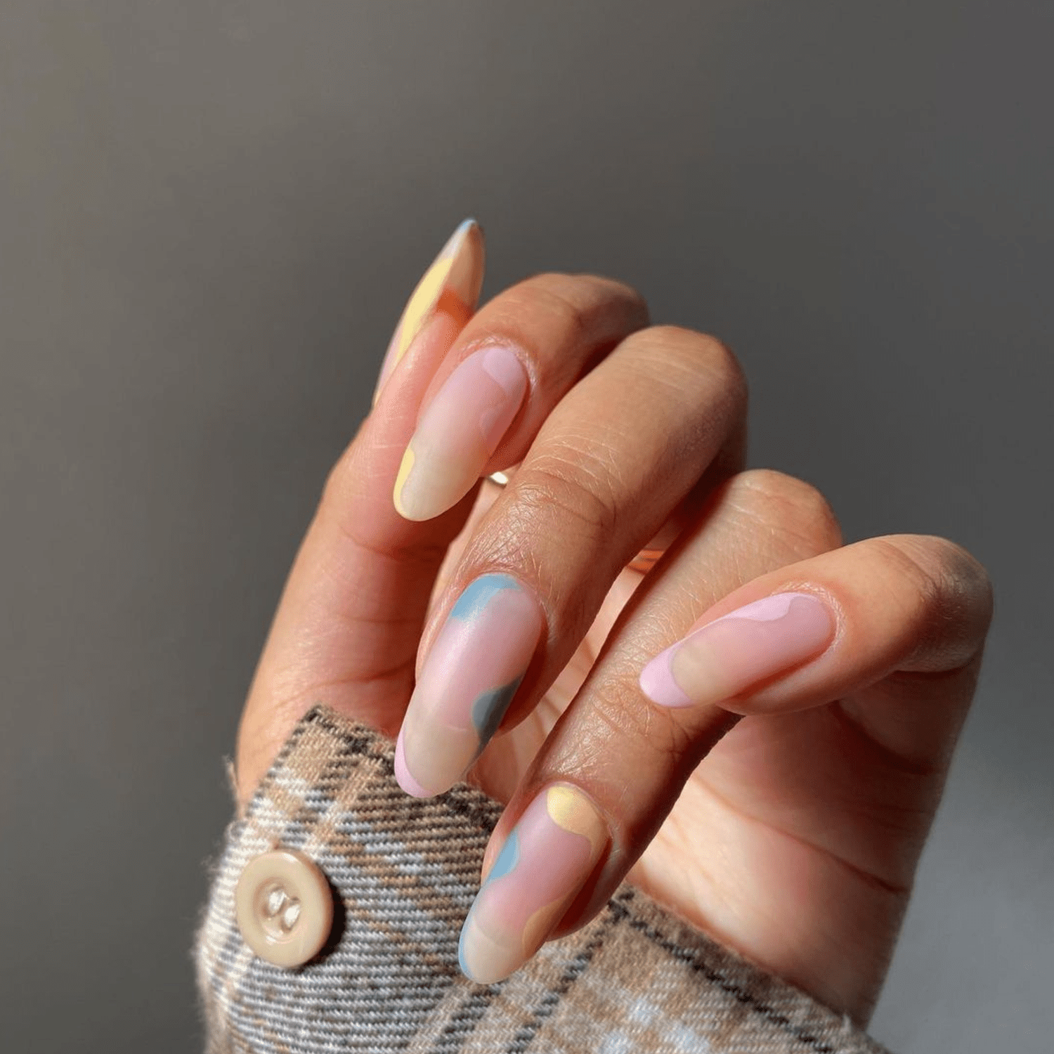 Long matte pastel nails