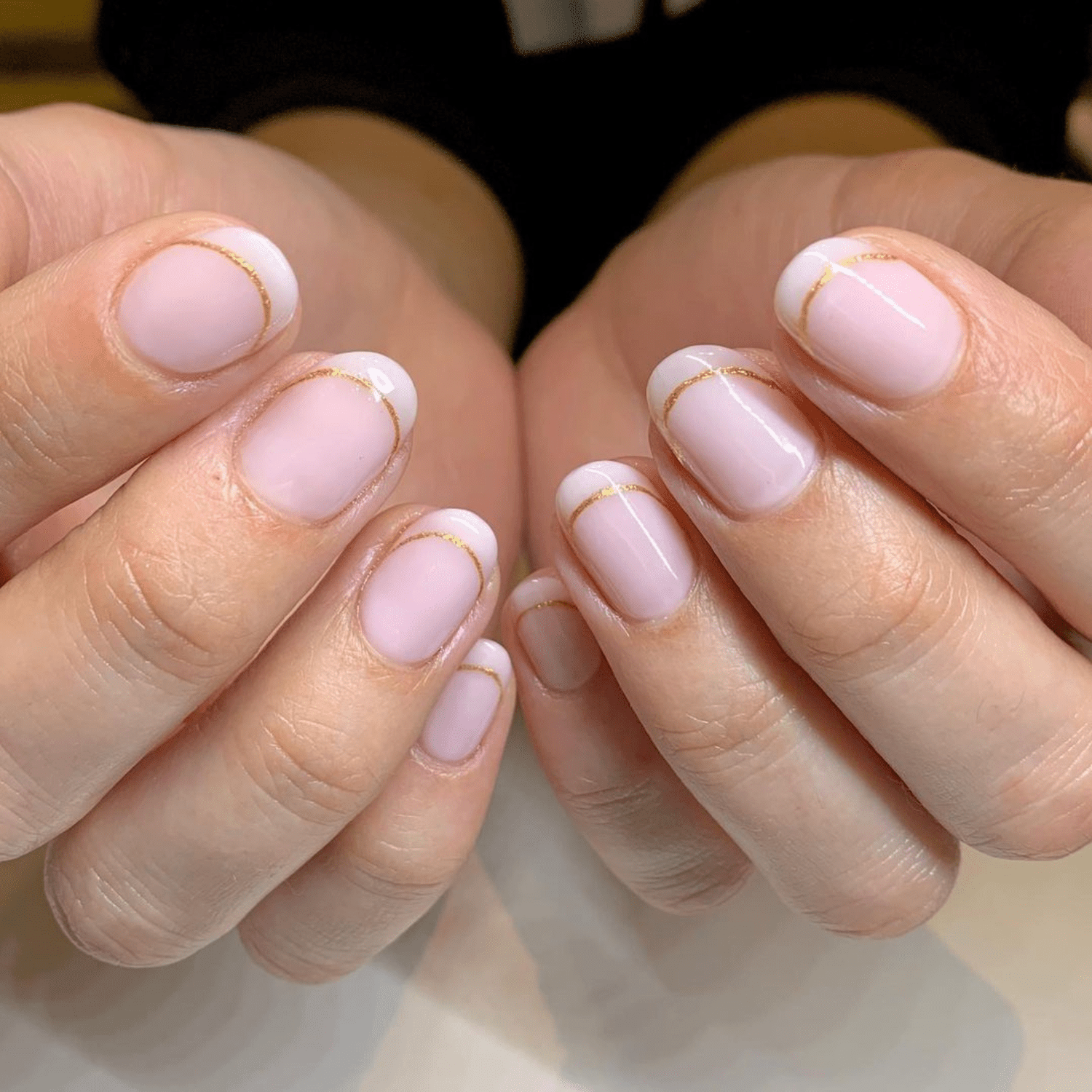 Pink and gold French manicure