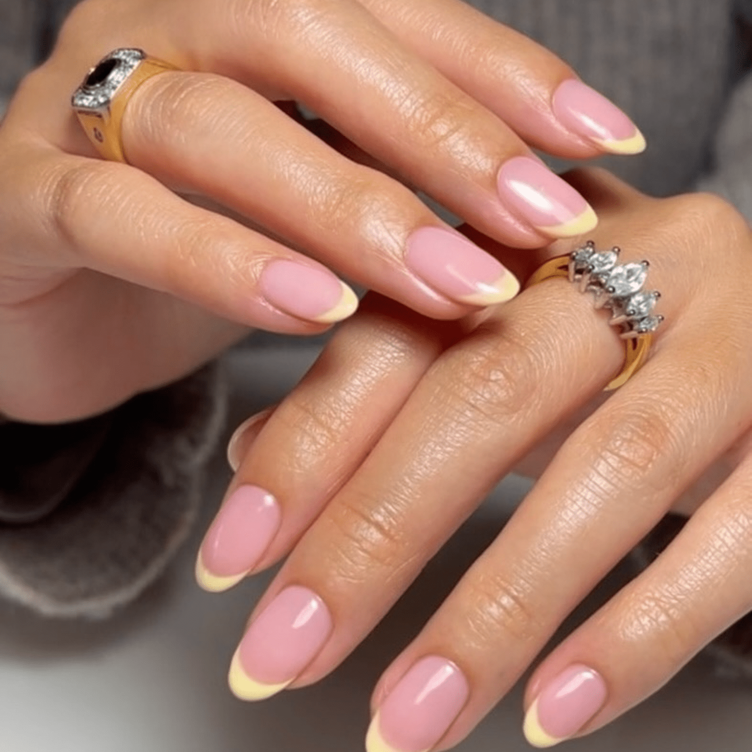 Butter yellow French manicure